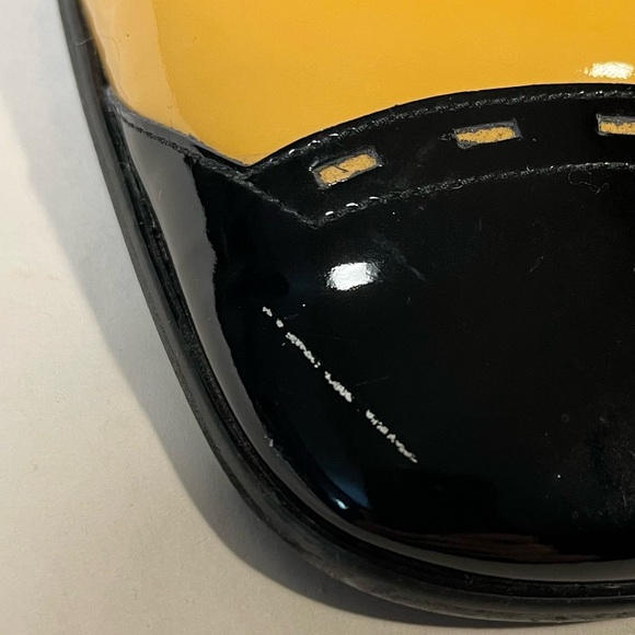 Enzo Angiolini Square Toe Patent Yellow and Black Chunky Block Heel Size 8.5 - Picture 4 of 10